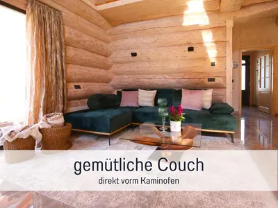 Ein Sitzbereich in der Unterkunft Natur-Chalet zum Nationalpark Marie-Luise inkl E-Auto
