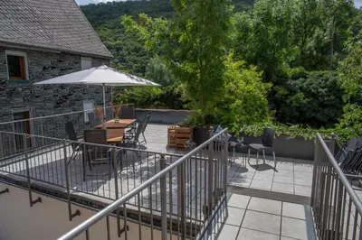 Ein Balkon oder eine Terrasse in der Unterkunft Vineyards Pommern - schönes Ferienhaus Nähe Cochem Mosel
