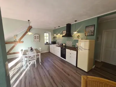 Küche/Küchenzeile in der Unterkunft Neue Ferienwohnung im alten Forsthaus