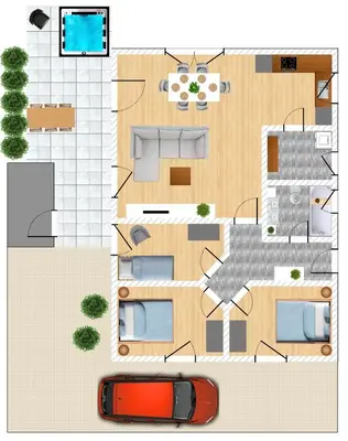 Grundriss der Unterkunft Dolomites Bungalow Eifelsteig w view Terrace BBQ