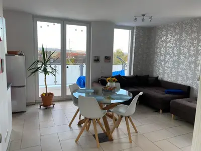 Ein Sitzbereich in der Unterkunft Mani´s Feriendomizil