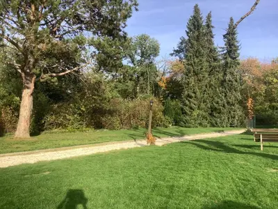 Ein Garten an der Unterkunft Doppelzimmer mit neuem Bad und Sportpool-Nutzung außen, Villa Naturpark, Garten mit Rheinblick