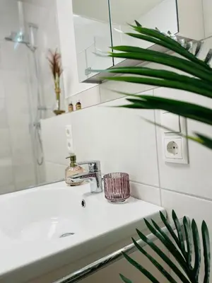 Ein Badezimmer in der Unterkunft Klassen Stay - Exklusive Apartments am HBF - Küche, Netflix