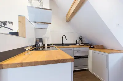 Küche/Küchenzeile in der Unterkunft Romantisches Studio 4 Rosenburgblick in Moselnähe