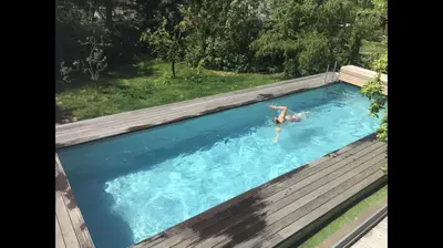 Der Swimmingpool an oder in der Nähe von Über den Dächern von Koblenz - Aussichts-Wohnung Naturpark Rheinblick, ruhig, zentrumsnah, Sport-Pool