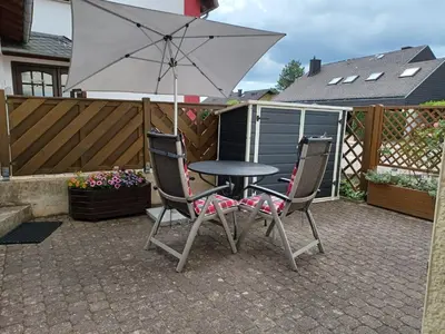 Ein Patio oder anderer Außenbereich in der Unterkunft Ferienwohnung Fischer