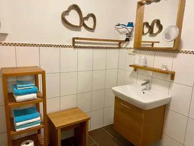 Ein Badezimmer in der Unterkunft Ferienappartement Greiff