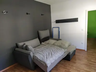 Ein Bett oder Betten in einem Zimmer der Unterkunft Schöne Ferienwohnung in Becheln
