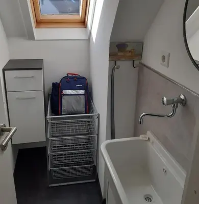 Ein Badezimmer in der Unterkunft Ferienwohnung Ganz Oben, Stadtmitte Hermeskeil