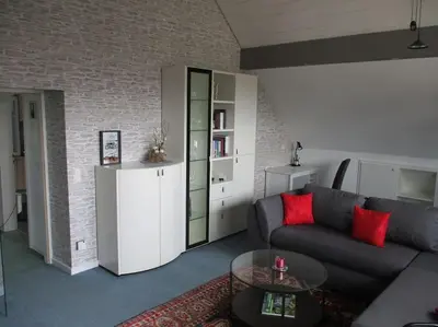 Ein Sitzbereich in der Unterkunft Ferienwohnung Ganz Oben, Stadtmitte Hermeskeil