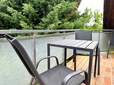 Ein Balkon oder eine Terrasse in der Unterkunft Ferienwohnung Schönes Maifeld
