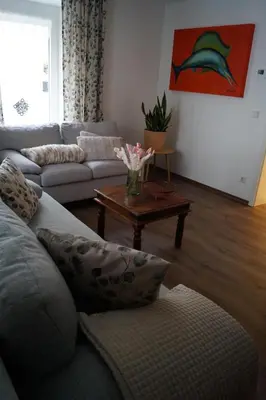 Ein Sitzbereich in der Unterkunft Ferienwohnung Traumzeit