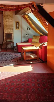 Ein Sitzbereich in der Unterkunft Maisonette Elisabeth
