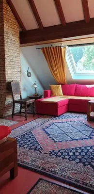 Ein Sitzbereich in der Unterkunft Maisonette Elisabeth