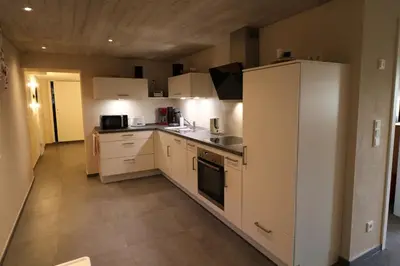 Küche/Küchenzeile in der Unterkunft Ferienwohnung Am Pfaffenderbach