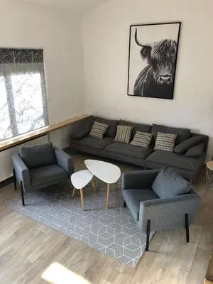 Ein Sitzbereich in der Unterkunft Landhaus am See 934
