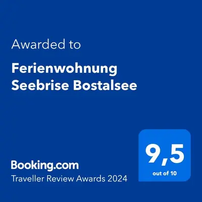 Ein Zertifikat, Auszeichnung, Logo oder anderes Dokument, das in der Unterkunft Ferienwohnung Seebrise Bostalsee ausgestellt ist