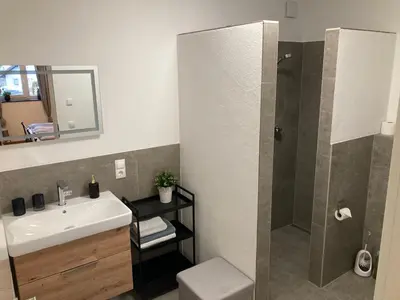 Ein Badezimmer in der Unterkunft Ferienwohnung Am Hochkelberg