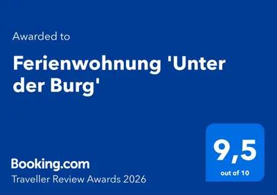 Ein Zertifikat, Auszeichnung, Logo oder anderes Dokument, das in der Unterkunft Ferienwohnung 'Unter der Burg' ausgestellt ist