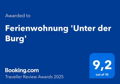 Ein Zertifikat, Auszeichnung, Logo oder anderes Dokument, das in der Unterkunft Ferienwohnung 'Unter der Burg' ausgestellt ist