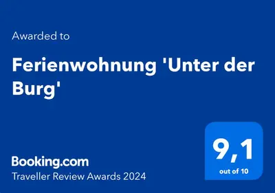 Ein Zertifikat, Auszeichnung, Logo oder anderes Dokument, das in der Unterkunft Ferienwohnung 'Unter der Burg' ausgestellt ist