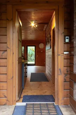 Ein Bett oder Betten in einem Zimmer der Unterkunft Holzblockhaus, Eifel