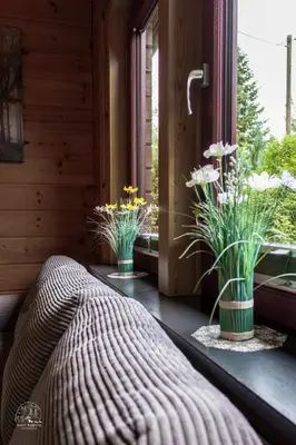Ein Garten an der Unterkunft Holzblockhaus, Eifel
