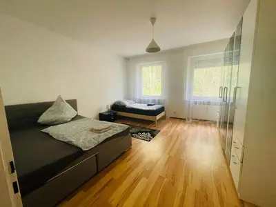Ein Bett oder Betten in einem Zimmer der Unterkunft Monteurs-Wohnung an der Festung Ehrenbreitstein