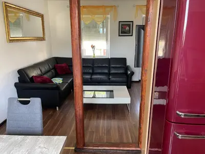 Ein Sitzbereich in der Unterkunft Ferienhaus Scheid